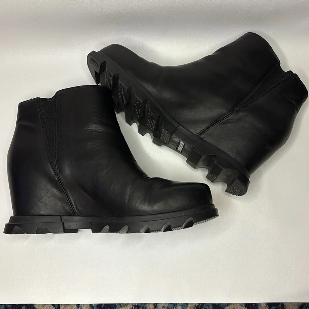 Sorel Joan Of Arctic Wedge II Zipper Side Leather Boot Bootie Hidden Wedge 9 - Picture 5 of 8